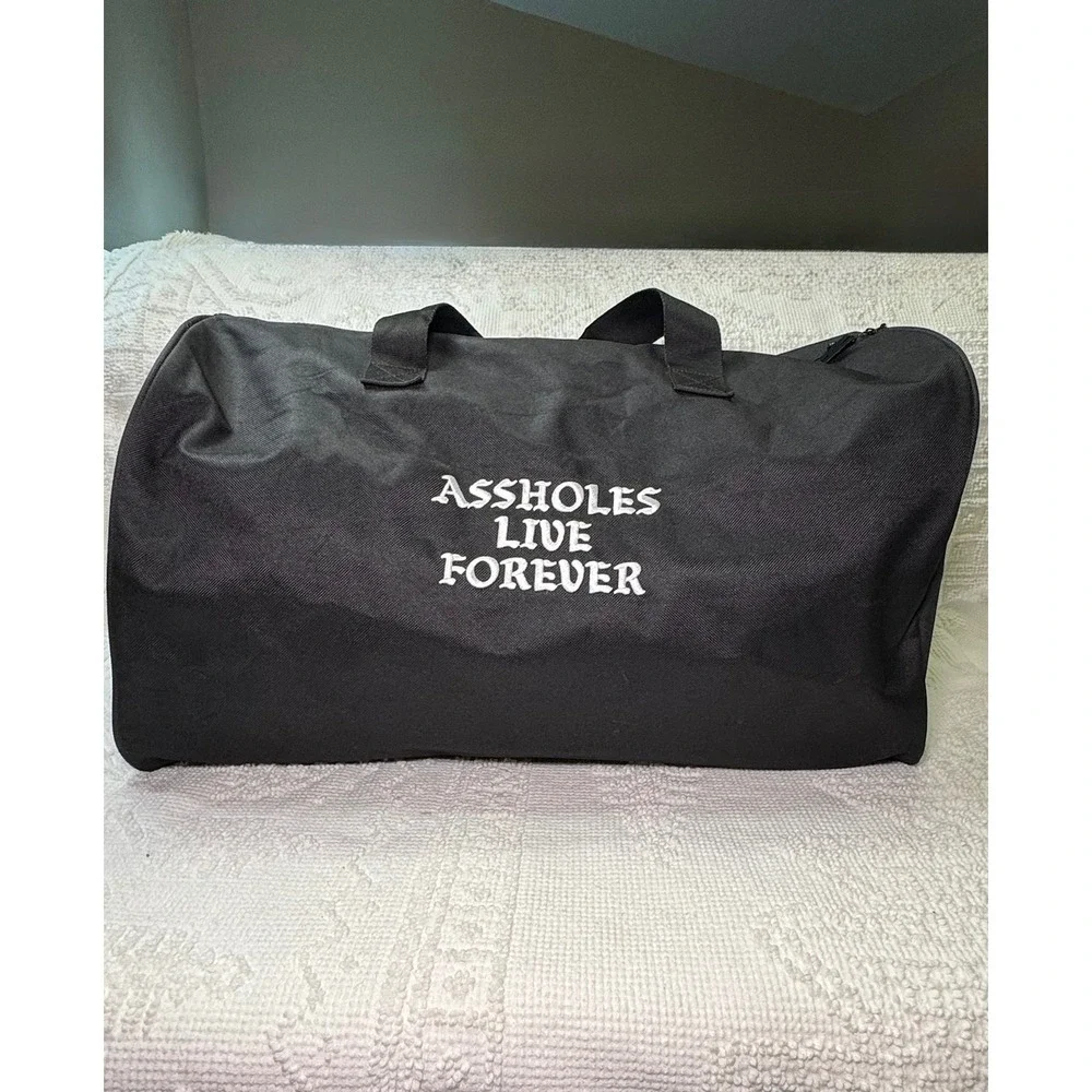 A$$holes Live Forever Dr*g Money Duffel Bag Black Lrg Streetwear Travel Gym NWOT
